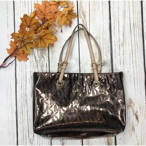 Michael Kors Jet set mirrored metallic brown tote